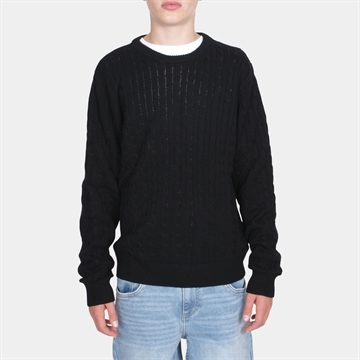 Grunt Kabelstrik Sweater Tue Black Melange